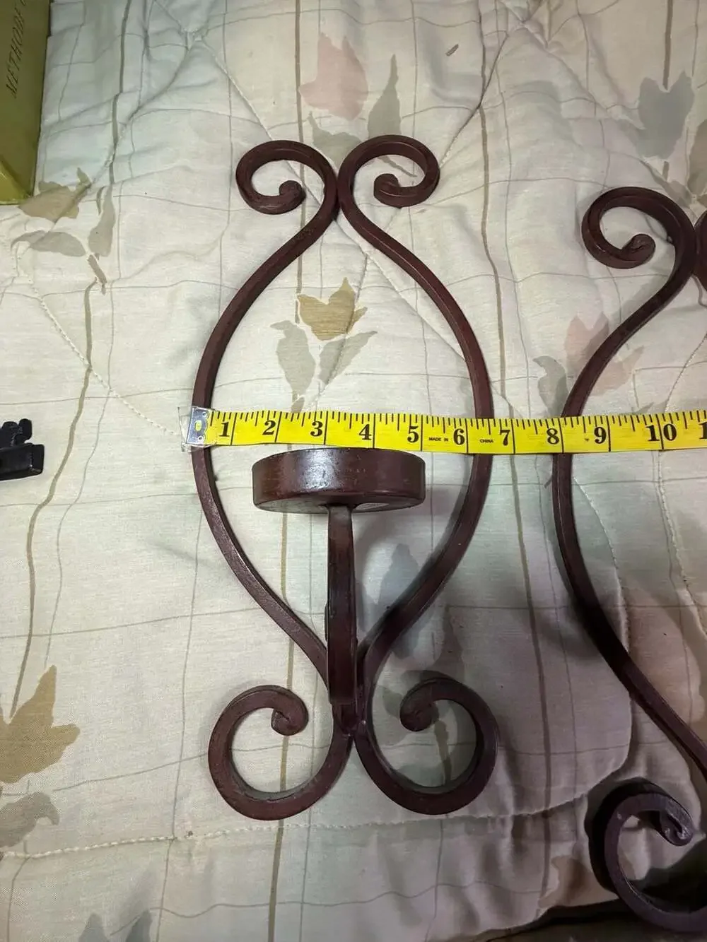 Set of 2 Vintage Style Wrought Iron Scroll Wall Sconce Candle Holders